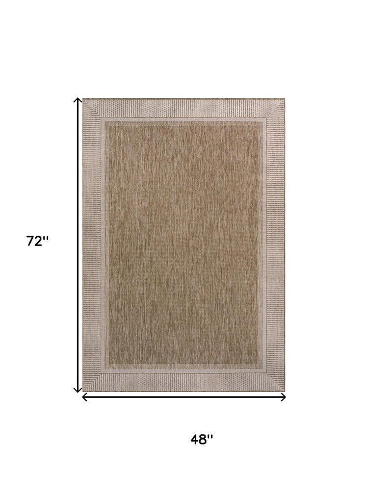 4' X 6' Beige And Cream Indoor Outdoor Area Rug HomeRoots