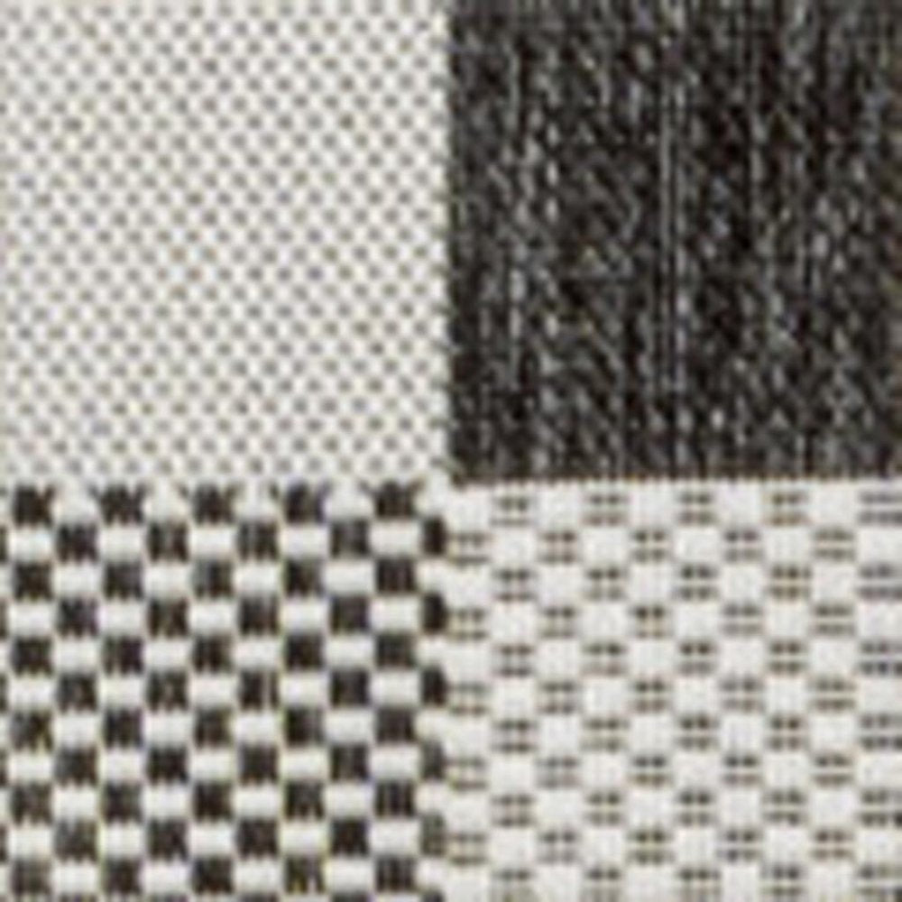 5' X 8' Black And Cream Geometric Indoor Outdoor Area Rug — view 3