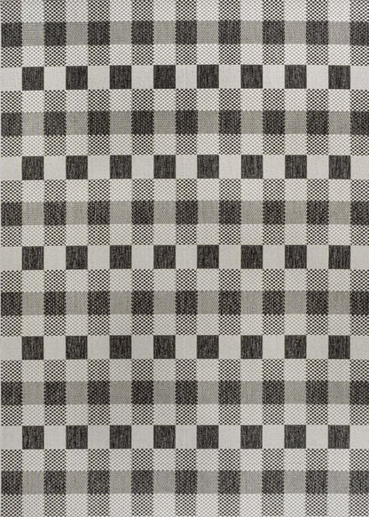 5' X 8' Black And Cream Geometric Indoor Outdoor Area Rug HomeRoots