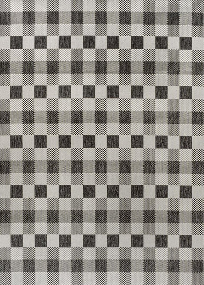 8' X 10' Black And Cream Geometric Indoor Outdoor Area Rug HomeRoots