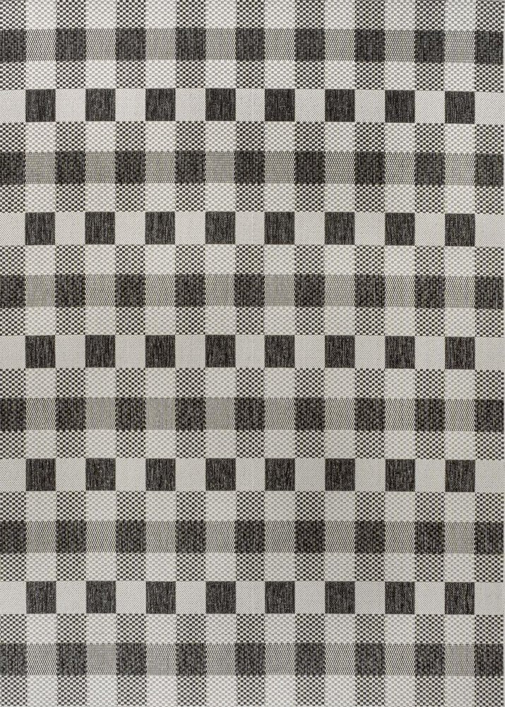 8' X 10' Black And Cream Geometric Indoor Outdoor Area Rug HomeRoots