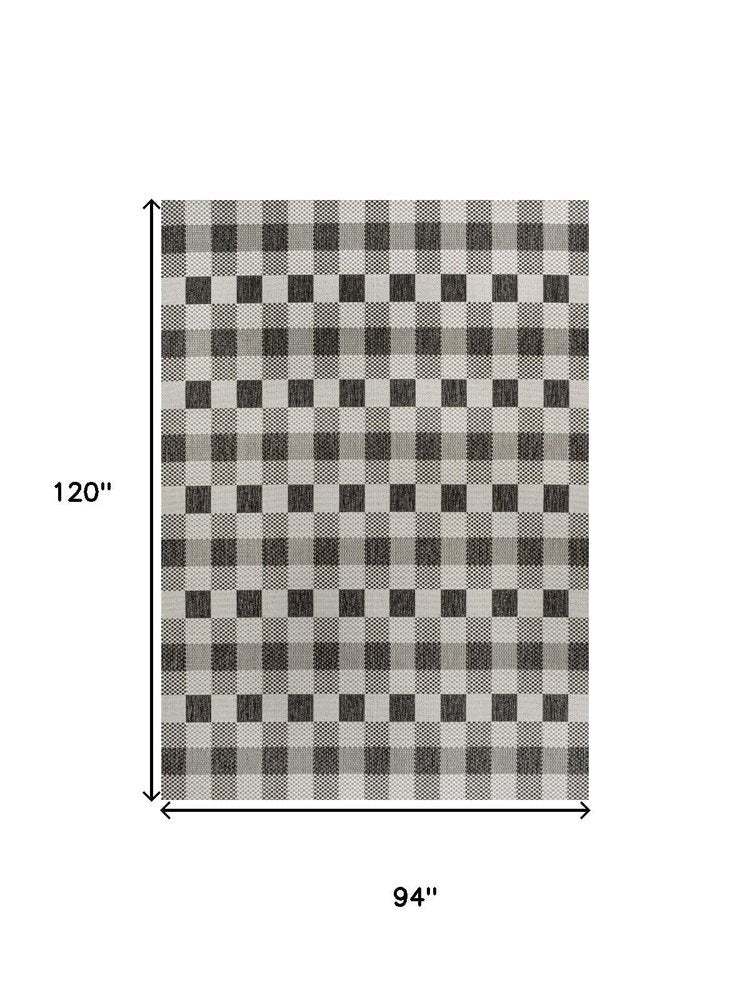 8' X 10' Black And Cream Geometric Indoor Outdoor Area Rug — view 4