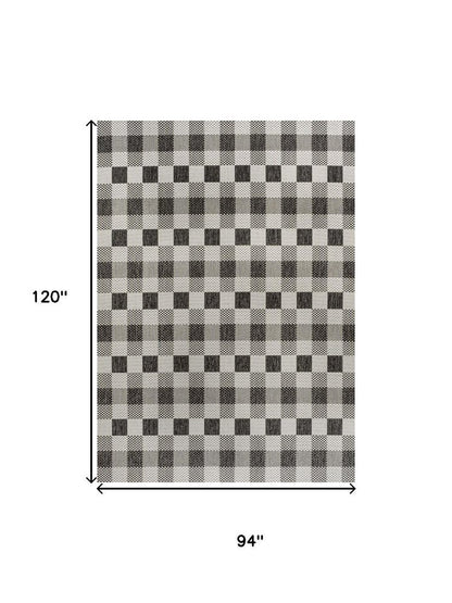 8' X 10' Black And Cream Geometric Indoor Outdoor Area Rug HomeRoots