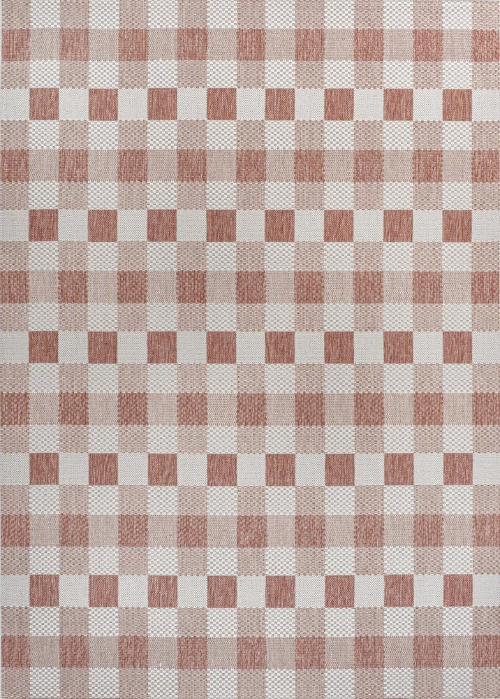 4' X 6' Salmon And Cream Geometric Indoor Outdoor Area Rug HomeRoots