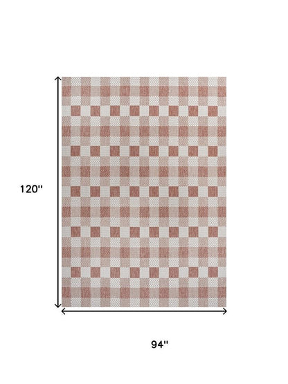 8' X 10' Salmon And Cream Geometric Indoor Outdoor Area Rug HomeRoots