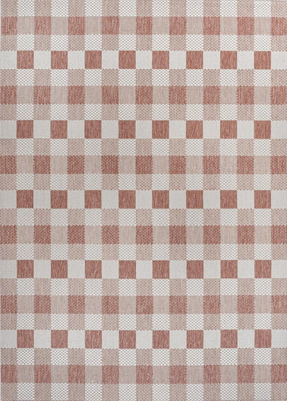 8' X 10' Salmon And Cream Geometric Indoor Outdoor Area Rug HomeRoots