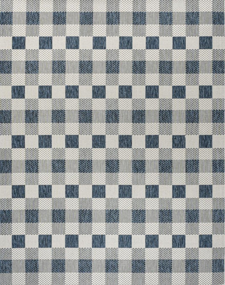 4' X 6' Navy Blue And Cream Geometric Indoor Outdoor Area Rug HomeRoots