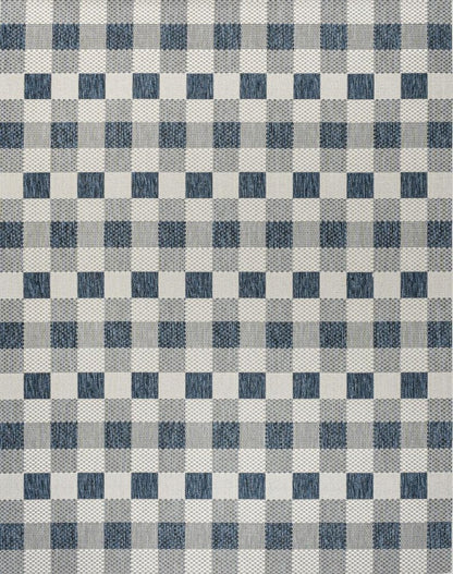 4' X 6' Navy Blue And Cream Geometric Indoor Outdoor Area Rug HomeRoots