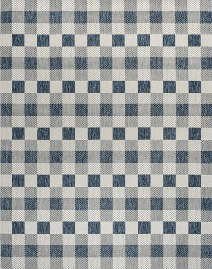 4' X 6' Navy Blue And Cream Geometric Indoor Outdoor Area Rug HomeRoots