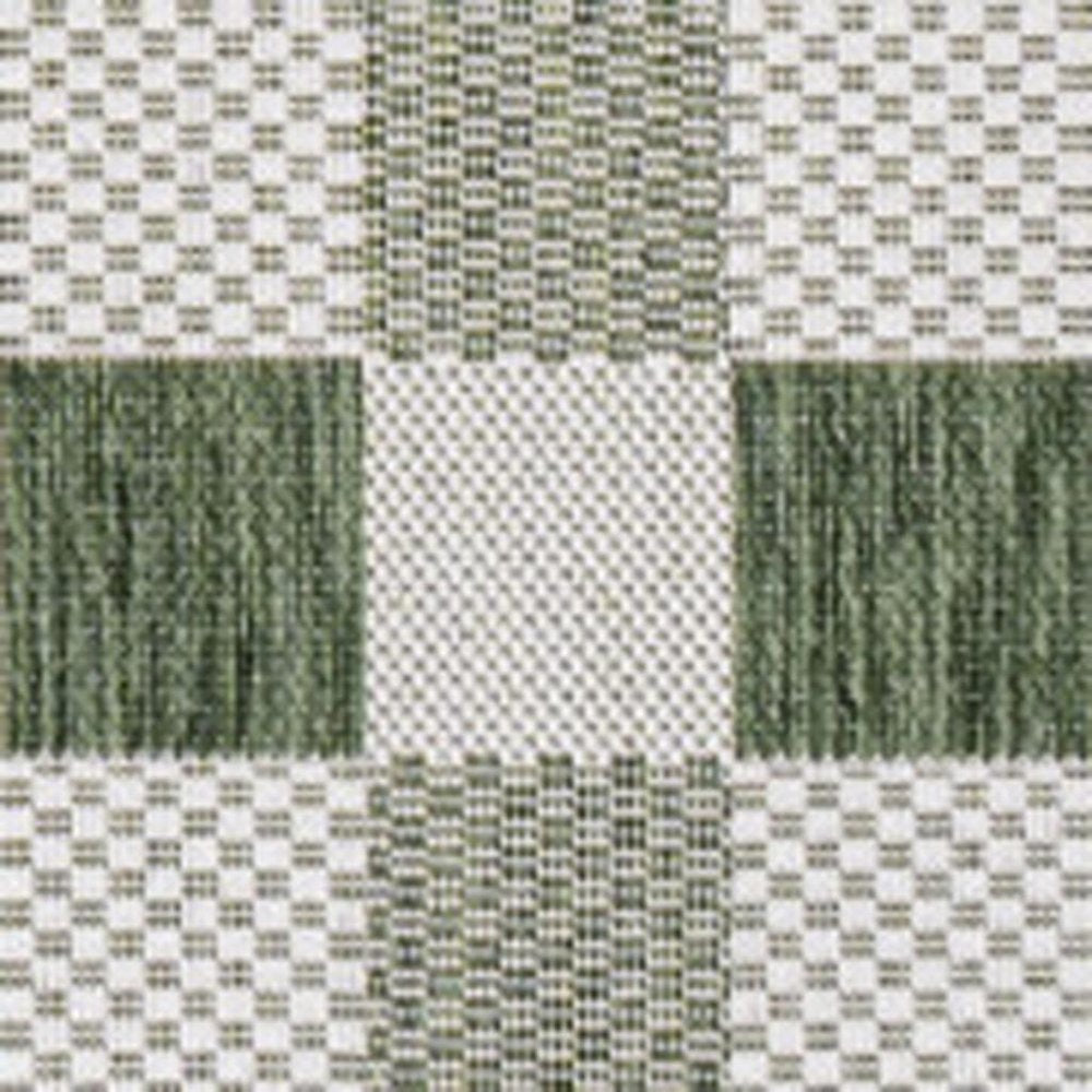 4' X 6' Green And Cream Geometric Indoor Outdoor Area Rug — view 2