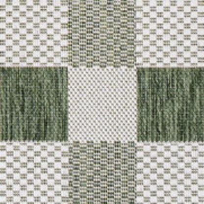 4' X 6' Green And Cream Geometric Indoor Outdoor Area Rug