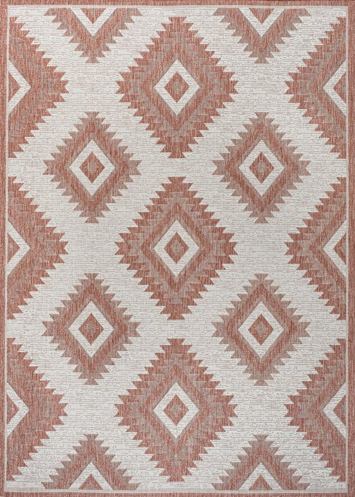 3' X 5' Salmon And Cream Moroccan Indoor Outdoor Area Rug HomeRoots