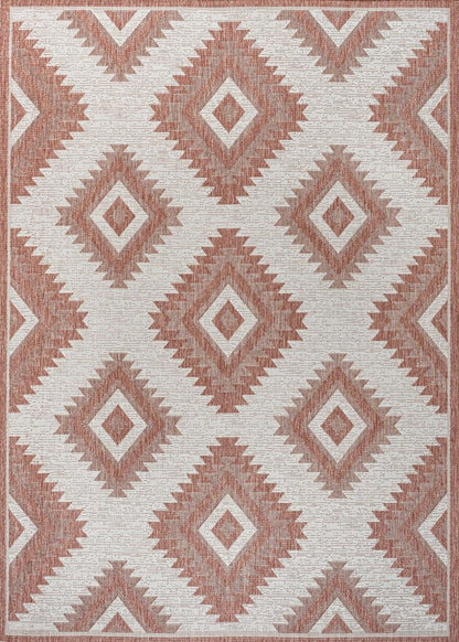 3' X 5' Salmon And Cream Moroccan Indoor Outdoor Area Rug HomeRoots