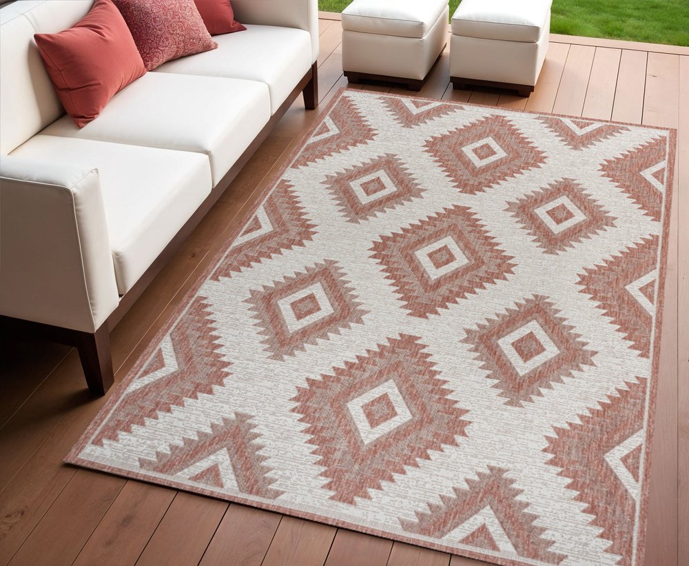 4' X 6' Salmon And Cream Moroccan Indoor Outdoor Area Rug HomeRoots
