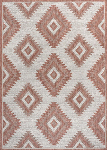 5' X 8' Salmon And Cream Moroccan Indoor Outdoor Area Rug HomeRoots