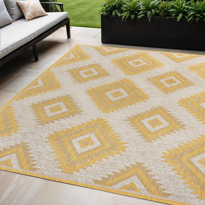 5' X 8' Yellow And Cream Moroccan Indoor Outdoor Area Rug HomeRoots