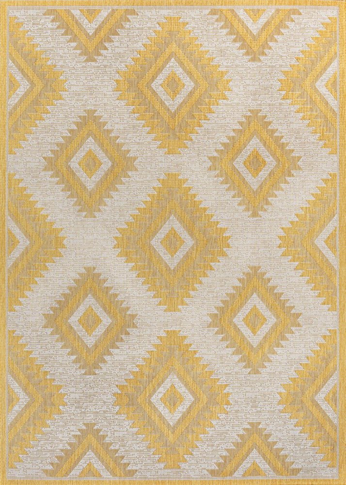 5' X 8' Yellow And Cream Moroccan Indoor Outdoor Area Rug HomeRoots