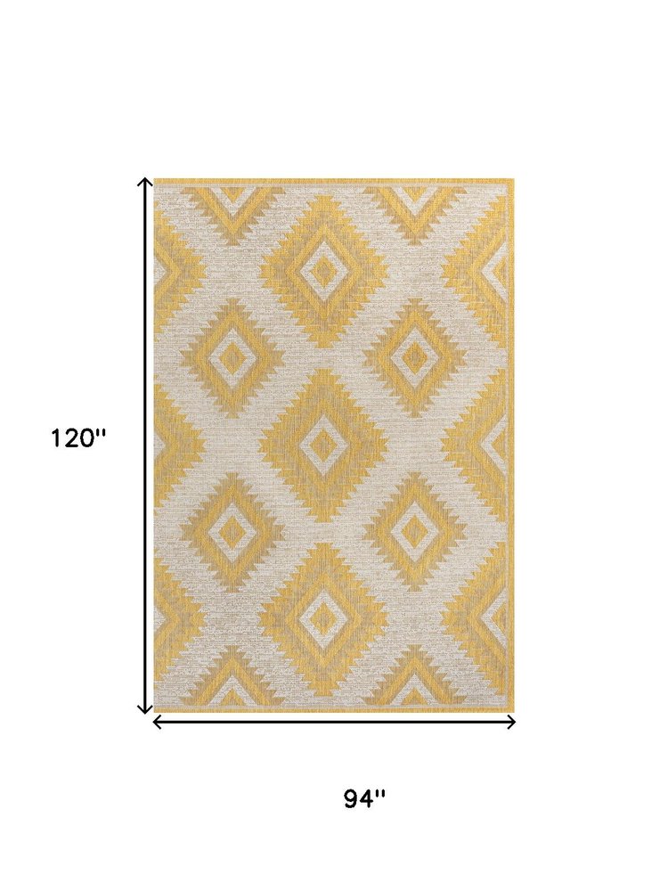 8' X 10' Yellow And Cream Moroccan Indoor Outdoor Area Rug HomeRoots