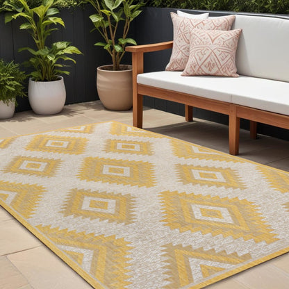 8' X 10' Yellow And Cream Moroccan Indoor Outdoor Area Rug HomeRoots