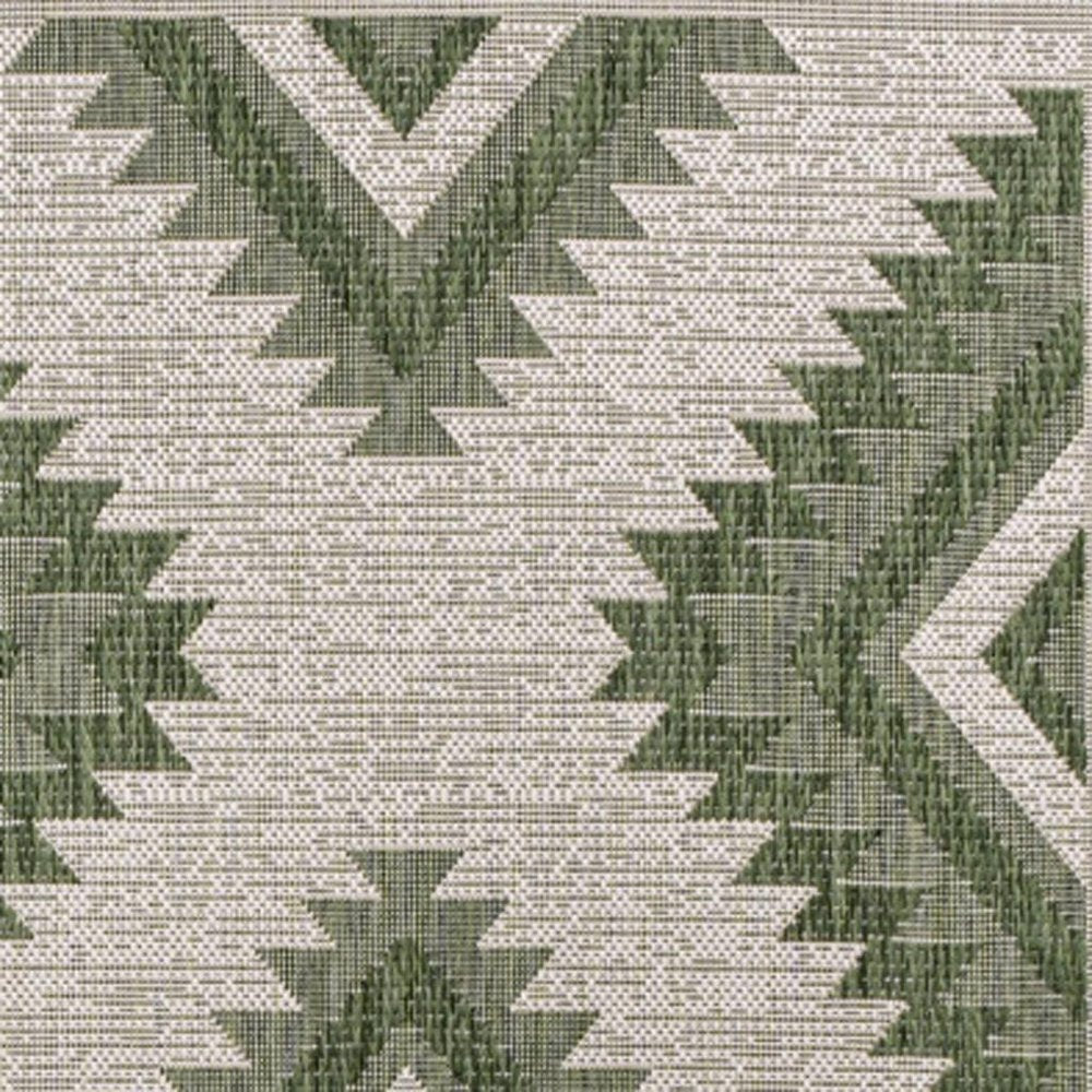4' X 6' Green And Cream Moroccan Indoor Outdoor Area Rug — view 2
