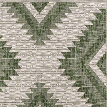4' X 6' Green And Cream Moroccan Indoor Outdoor Area Rug HomeRoots