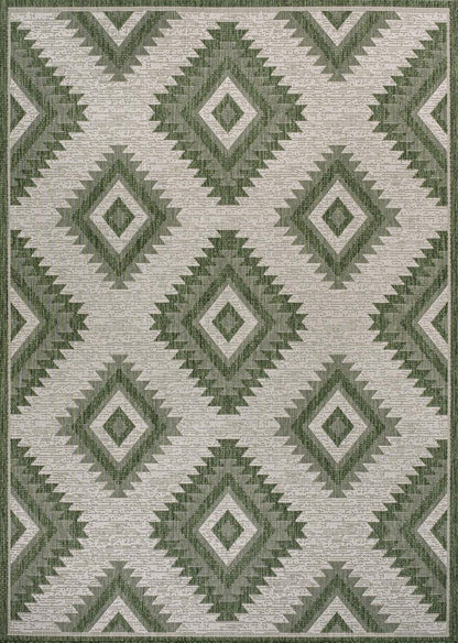 4' X 6' Green And Cream Moroccan Indoor Outdoor Area Rug HomeRoots