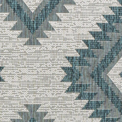 3' X 5' Turquoise And Cream Moroccan Indoor Outdoor Area Rug HomeRoots