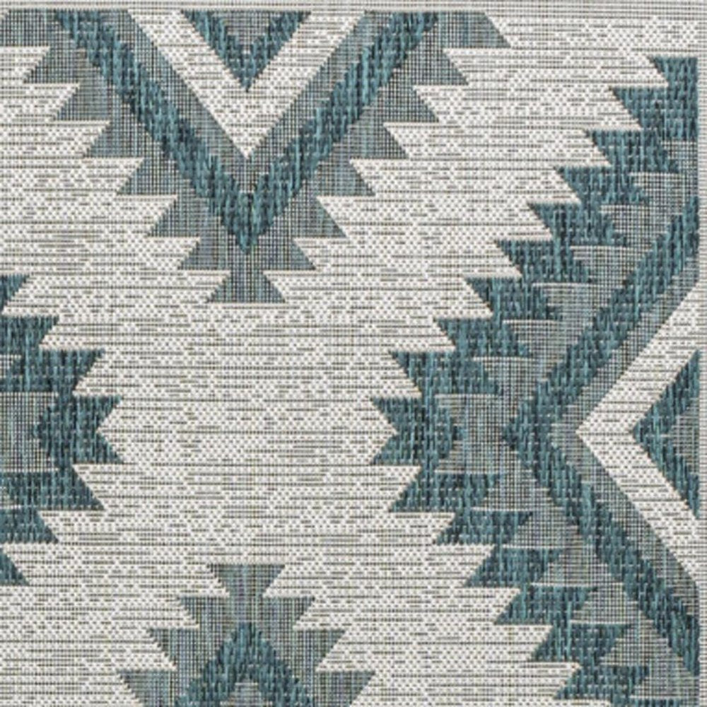 3' X 5' Turquoise And Cream Moroccan Indoor Outdoor Area Rug HomeRoots