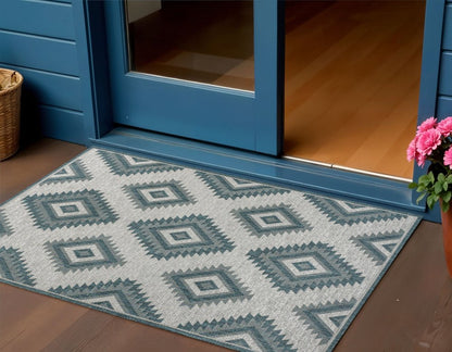 3' X 5' Turquoise And Cream Moroccan Indoor Outdoor Area Rug HomeRoots