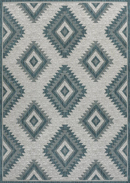4' X 6' Turquoise And Cream Moroccan Indoor Outdoor Area Rug HomeRoots
