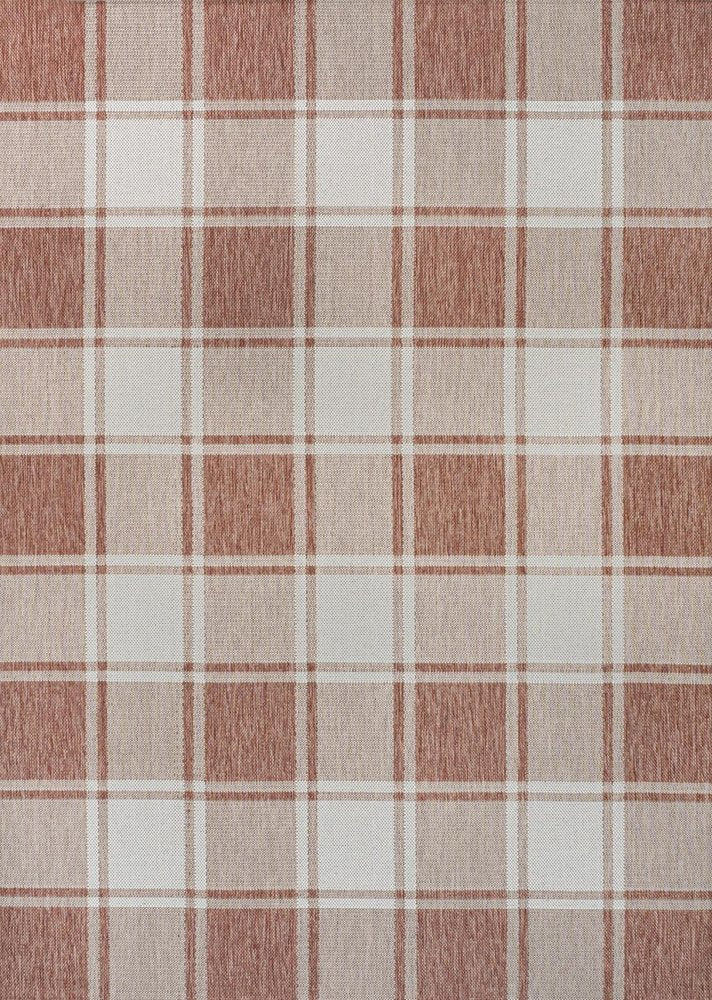 4' X 6' Salmon And Cream Gingham Indoor Outdoor Area Rug HomeRoots
