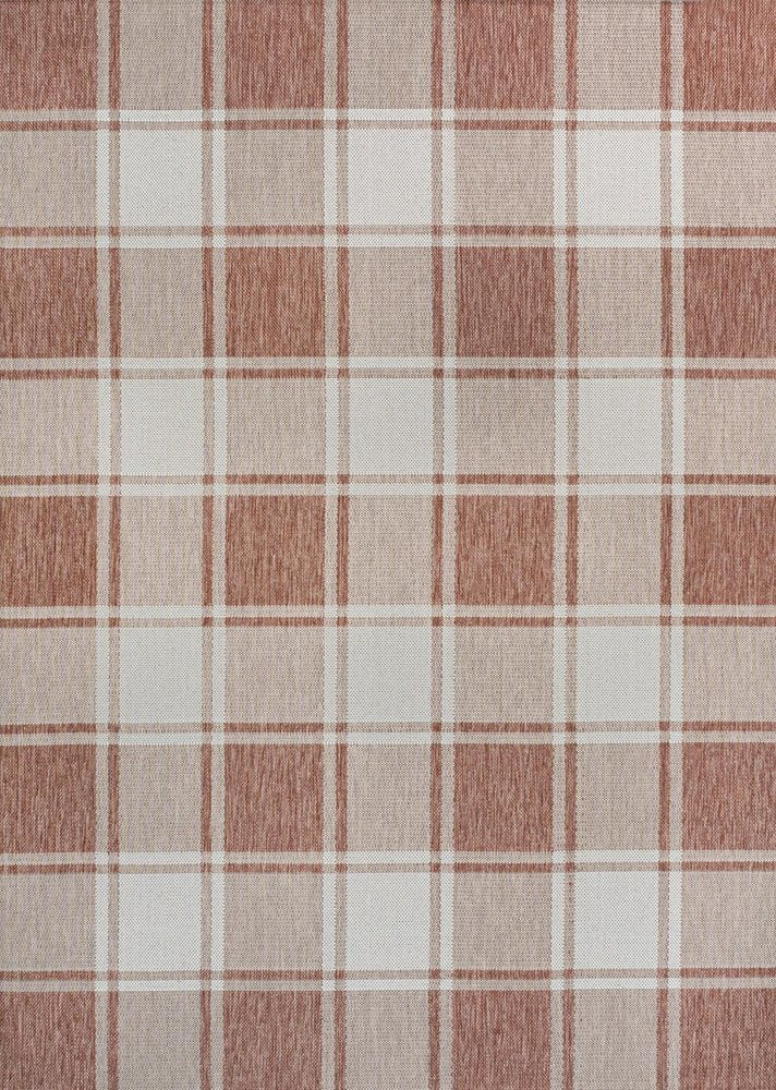 4' X 6' Salmon And Cream Gingham Indoor Outdoor Area Rug HomeRoots