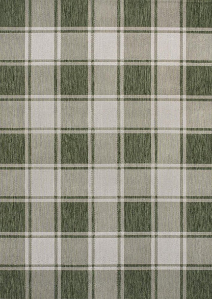 3' X 5' Green And Cream Gingham Indoor Outdoor Area Rug HomeRoots