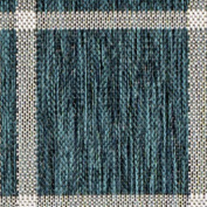 4' X 6' Turquoise And Cream Gingham Indoor Outdoor Area Rug HomeRoots