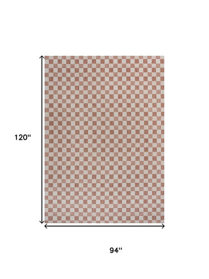 8' X 10' Salmon And Cream Geometric Indoor Outdoor Area Rug HomeRoots