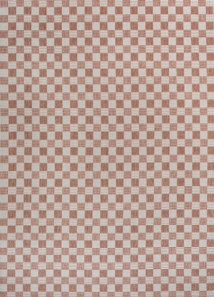 8' X 10' Salmon And Cream Geometric Indoor Outdoor Area Rug HomeRoots