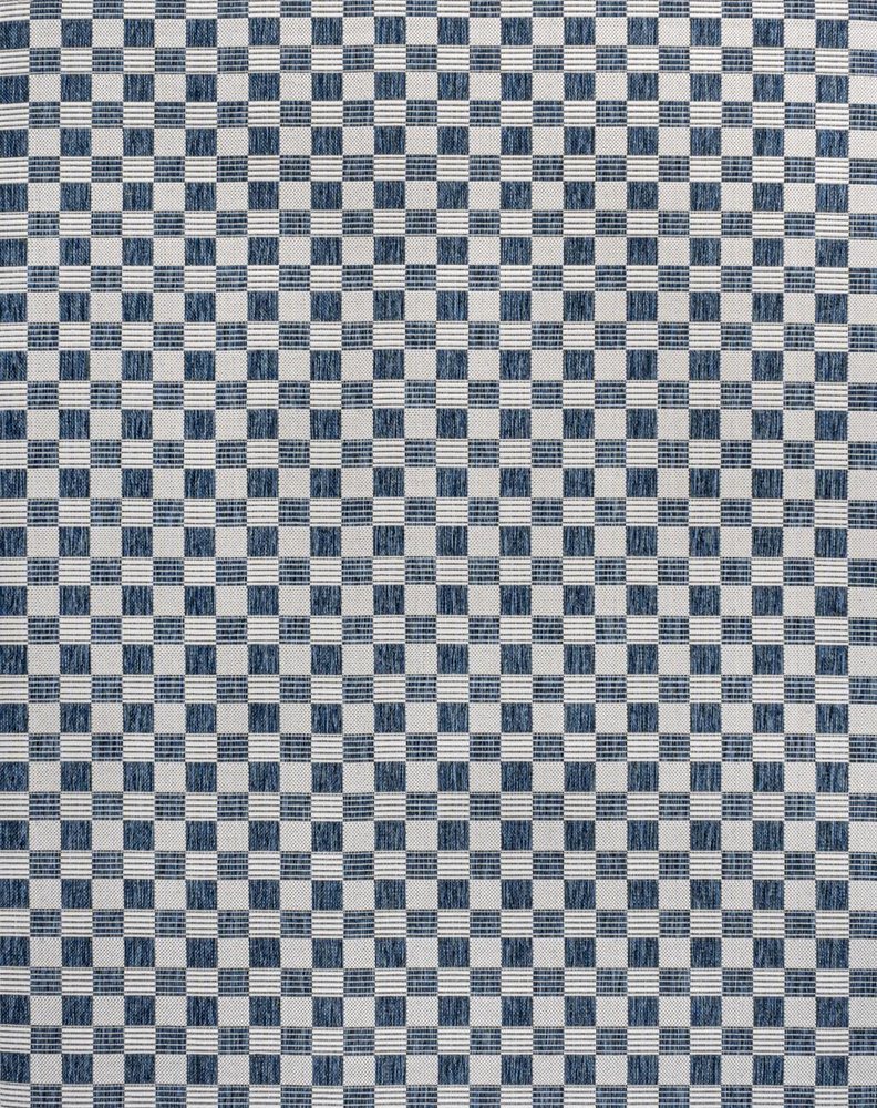 5' X 8' Navy Blue And Cream Geometric Indoor Outdoor Area Rug HomeRoots
