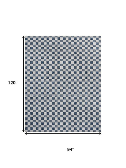 8' X 10' Navy Blue And Cream Geometric Indoor Outdoor Area Rug HomeRoots