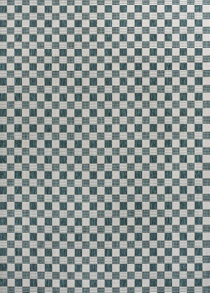 3' X 5' Turquoise And Cream Geometric Indoor Outdoor Area Rug HomeRoots