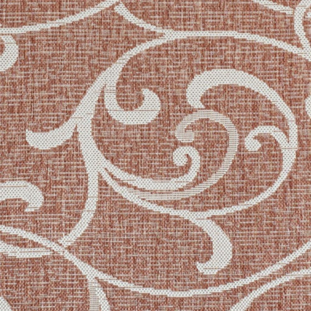 3' X 5' Salmon And Cream Floral Indoor Outdoor Area Rug — view 2
