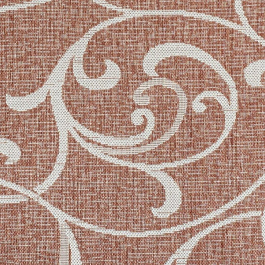 4' X 6' Salmon And Cream Floral Indoor Outdoor Area Rug