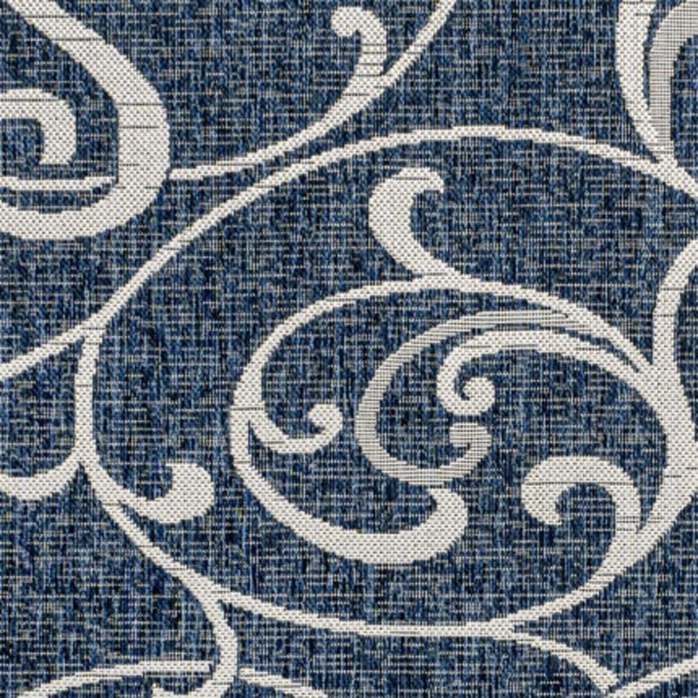 3' X 5' Navy Blue And Cream Floral Indoor Outdoor Area Rug HomeRoots