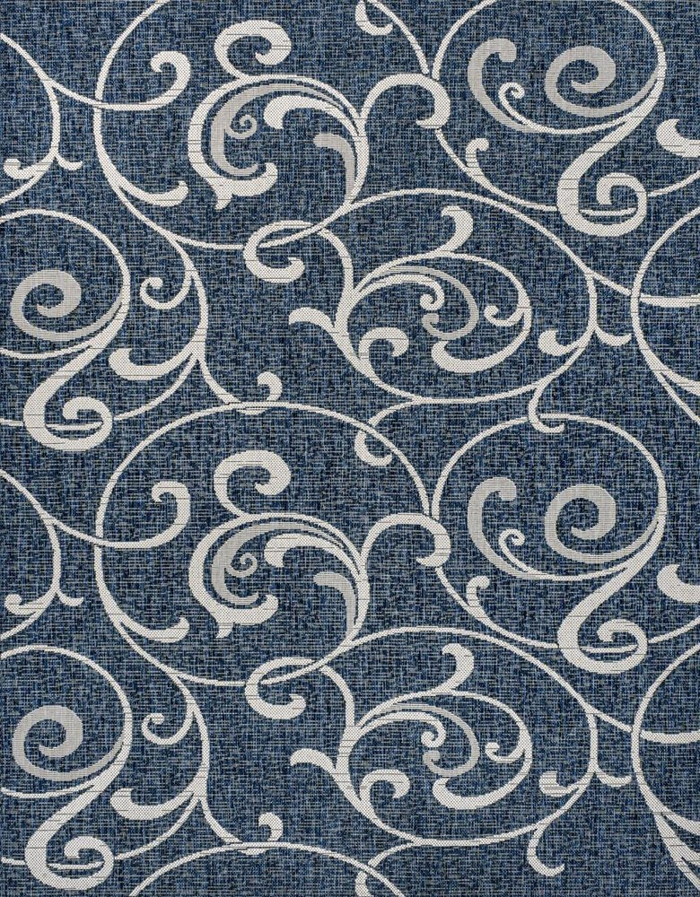 3' X 5' Navy Blue And Cream Floral Indoor Outdoor Area Rug HomeRoots