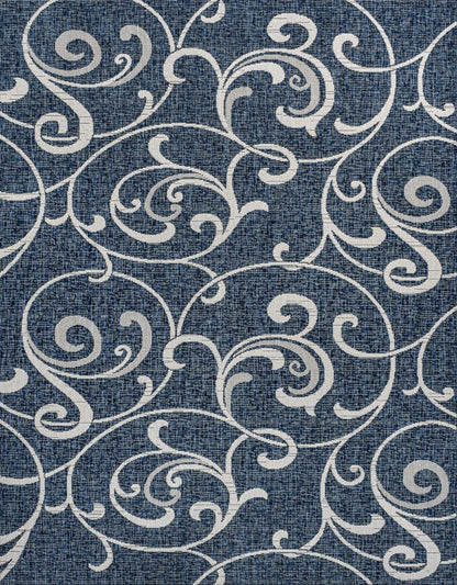 3' X 5' Navy Blue And Cream Floral Indoor Outdoor Area Rug HomeRoots