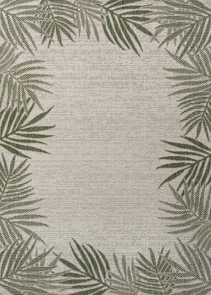 3' X 5' Green And Cream Floral Indoor Outdoor Area Rug — view 2