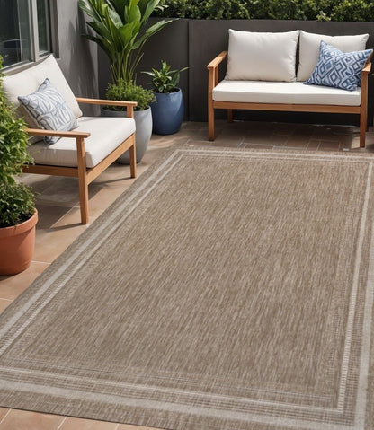 5' X 8' Beige And Cream Indoor Outdoor Area Rug HomeRoots