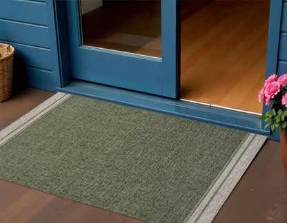 3' X 5' Green And Cream Indoor Outdoor Area Rug HomeRoots