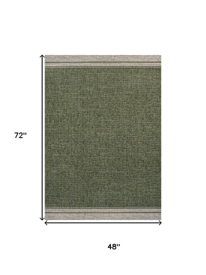 4' X 6' Green And Cream Indoor Outdoor Area Rug HomeRoots