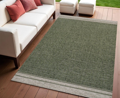 4' X 6' Green And Cream Indoor Outdoor Area Rug HomeRoots