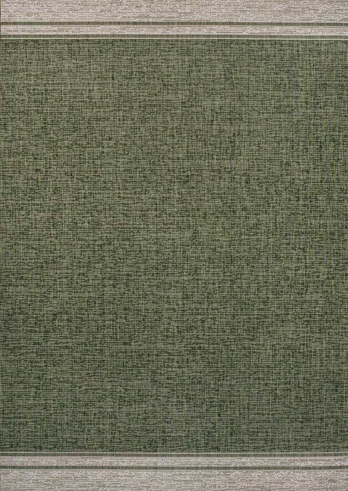 5' X 8' Green And Cream Indoor Outdoor Area Rug — view 2